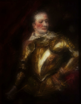 Named contemporary work « D'après Anthony Van Dyck, Jeune Homme en Armure Royale », Made by LA CIGOGNE