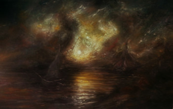 Named contemporary work « D'après Knud Baade, Full Moon Over the Lake », Made by LA CIGOGNE