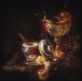 Named contemporary work « Nature Morte au Verre d'Absinthe », Made by LA CIGOGNE