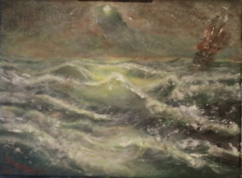 Named contemporary work « D'après George Dimitriev, Moonlight Sea », Made by LA CIGOGNE