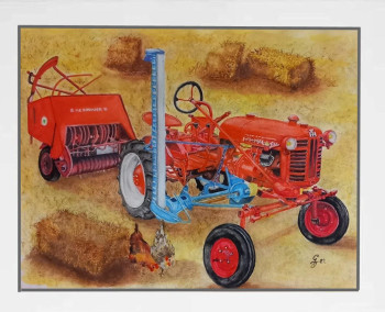 Named contemporary work « Tracteur et botteleuse Mc-Cormick             1 », Made by GERARD DESSERTINE