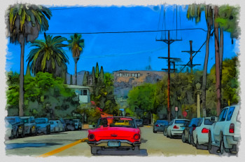 Named contemporary work « colline d'hollywood los angeles », Made by DOMINIQUE DULOT DIGITAL