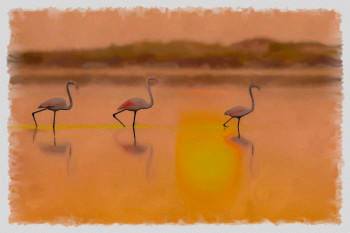 Named contemporary work « flamands roses », Made by DOMINIQUE DULOT DIGITAL