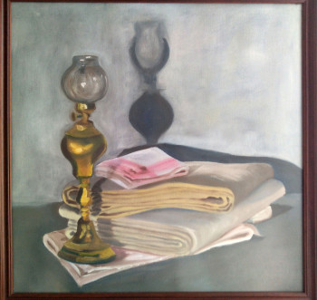 Named contemporary work « Nature morte à la lampe à huile », Made by BARTLET-DROUZY