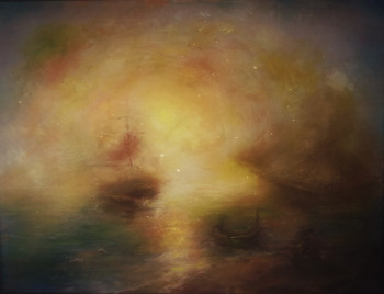 Named contemporary work « D'après Aivazovski, Misty Morning », Made by LA CIGOGNE