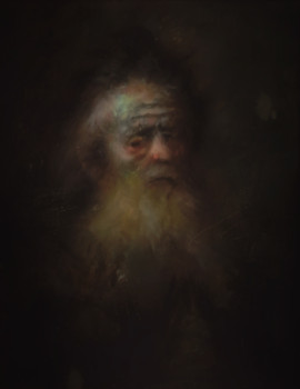 Named contemporary work « D'après Rembrandt, Portrait of an Old Man », Made by LA CIGOGNE