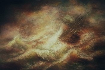 Named contemporary work « Ships in Distress on a Seastorm », Made by LA CIGOGNE