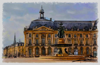 Named contemporary work « place de la bourse à bordeaux », Made by DOMINIQUE DULOT DIGITAL