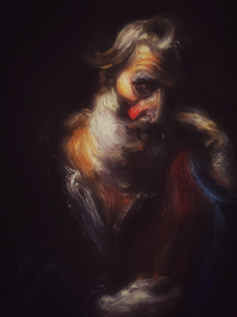 Named contemporary work « Study of Valentin de Boulogne, The Dream of St. Joseph », Made by LA CIGOGNE