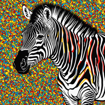 Named contemporary work « zebre pop art », Made by DOMINIQUE DULOT DIGITAL