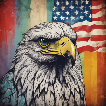 Named contemporary work « eagle america », Made by DOMINIQUE DULOT DIGITAL