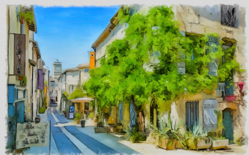 Named contemporary work « rue principale à st Remy de Provence », Made by DOMINIQUE DULOT DIGITAL