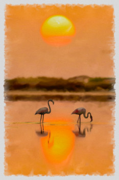 Named contemporary work « camargue la vie en rose », Made by DOMINIQUE DULOT DIGITAL