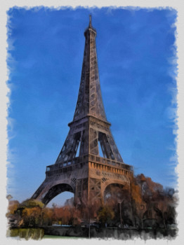 Named contemporary work « la Tour Eiffel », Made by DOMINIQUE DULOT DIGITAL