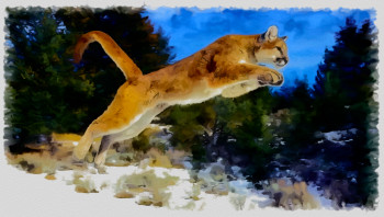 Named contemporary work « puma », Made by DOMINIQUE DULOT DIGITAL