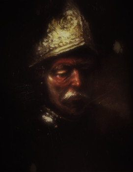 Named contemporary work « Inspiré de Rembrandt, The Man With the Golden Helmet », Made by LA CIGOGNE