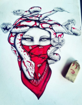 Named contemporary work « Medusa thug », Made by THUG_INK