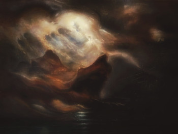 Named contemporary work « Inspiré de Knud Baade, Full Moon Over the Cliffs », Made by LA CIGOGNE