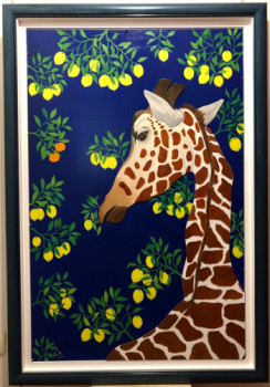 Named contemporary work « Girafe aux citrons et aux clémentines Corse ... », Made by FRANK