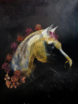 Named contemporary work « Cheval d’or », Made by ANNABEL LABATIE