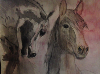 Named contemporary work « 2 chevaux », Made by VANINA CRAVENNE