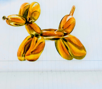 Named contemporary work « Golden Balloon Dog », Made by RASMOUKAT