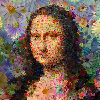 Named contemporary work « Lisa aux fleurs », Made by ERIN-DURIEU