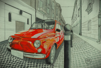 Named contemporary work « Fiat 500 anonyme », Made by PIRDESSINS