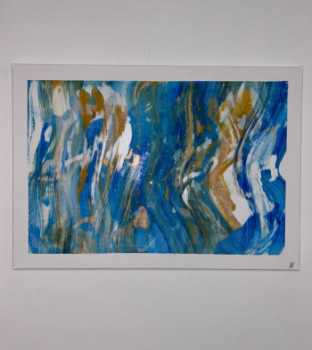 Named contemporary work « Blu gold paint », Made by LRAINBOWPAINT