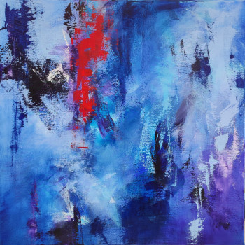 Named contemporary work « Variations en bleu #2 », Made by FLORE.M