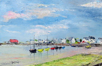 Named contemporary work « Le port de Lesconil 3 », Made by MICHEL HAMELIN