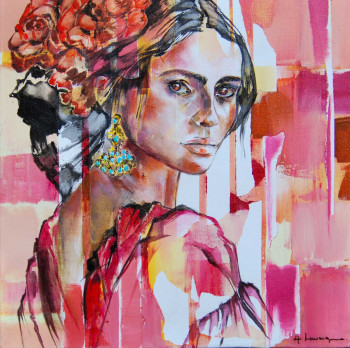 Named contemporary work « Portrait danseuse Flamenco », Made by ANNE LAVERGNE