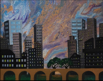 Named contemporary work « Atardecer en la ciudad », Made by ANA V.B.