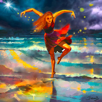 Named contemporary work « Dancing on the beach », Made by DORON B