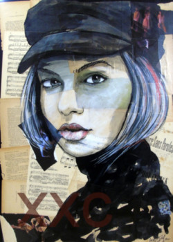 Named contemporary work « Femme à la casquette », Made by VINCENT TESSIER