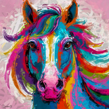 Named contemporary work « Colorful horse », Made by DORON B