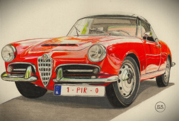 Named contemporary work « Alfa Romeo Giulia 1600 Spider », Made by PIRDESSINS