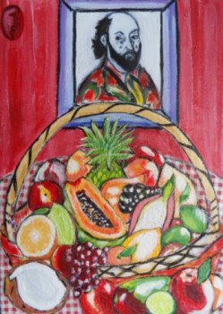 Named contemporary work « LE PANIER DE FRUITS », Made by JOSé GARCIA