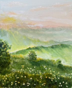 Named contemporary work « Dawn in the mountains », Made by OLEKSANDRA HORSCROFT