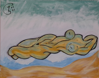 Named contemporary work « NUE SUR LE SABLE », Made by JOSé GARCIA