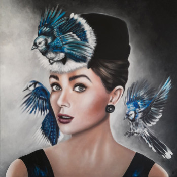 Named contemporary work « Blue birds », Made by ESTELLE BARBET