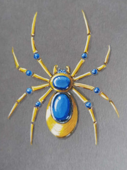 Named contemporary work « L'Arachnogemme Bleue », Made by MéLODIE TIBERGHIEN