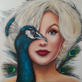 Named contemporary work « The blonde and the peacock », Made by ESTELLE BARBET