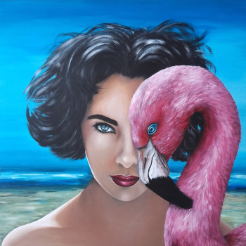 Named contemporary work « The Queen and the Flamingo », Made by ESTELLE BARBET