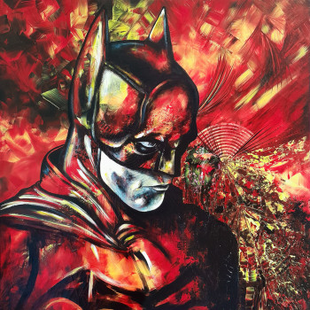 Named contemporary work « Batman on fire », Made by ESTELLE BARBET