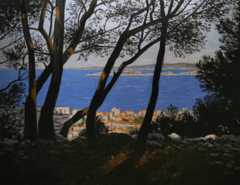 Named contemporary work « Vue sur l'île du Frioul », Made by JC COUTANT