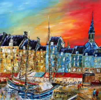 Named contemporary work « UN SOIR A HONFLEUR », Made by ALAIN LETOUZé