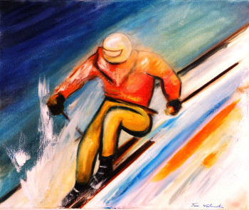 Named contemporary work « Ski aux 2 Alpes », Made by JEAN NOELMARTIN