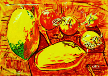 Named contemporary work « Papayes et tomates », Made by STEFH2K