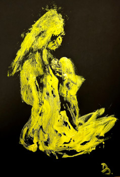 Named contemporary work « MONOCHROME NU JAUNE », Made by ARTDANAUX